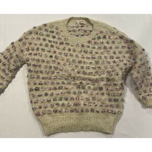 Womens MIZUMI Eyelash Fuzzy Sweater 80% Acrylic / 20% Polyester - Cream Colored